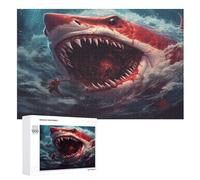Shark - Puzzle para niños, 1000 unidades, rompecabezas de madera, kit de bricolaje, relajación, juegos para adolescentes y adultos (75 x 50 cm)