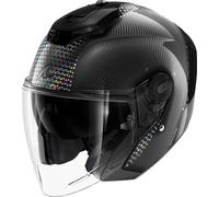 Shark RS Jet Carbon Ikonik Casco Jet, negro-plata, tamaño XL para Hombres