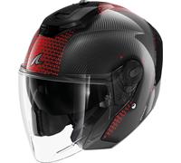 Shark RS Jet Carbon Ikonik Casco Jet, negro/rojo, Talla M (57/58)