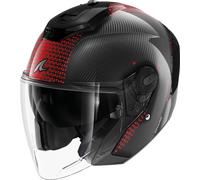 Shark RS Jet Carbon Ikonik Casco Jet, negro-rojo, tamaño L para Hombres
