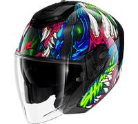 Shark RS Jet Carbon Shaytan, casco abierto S female Azul/Fucsia/Verde