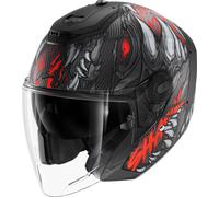 Casco Jet Shark RS JET CARBON SHAYTAN Mat Black Red Anthracite