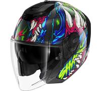 Shark RS Jet Carbon Shaytan Casco Jet, carbono-rojo-verde-azul, tamaño 2XL para Hombres