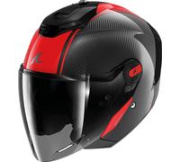 Shark RS Jet Carbon Skin Casco Jet, negro-rojo, tamaño M para Hombres