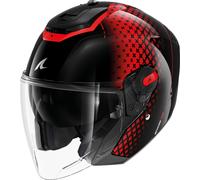 Shark RS Jet Stride Casco Jet, negro/rojo, Talla XS (53/54)
