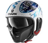 SHARK Casco de moto S-DRAK 2 TRIPP IN WBR, Blanco/Azul, XS
