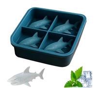 Shark Shape Ice Molds, 11.3cm Reusable Ice Maker, with Quality Food Grade 4 Cavity Silicone Design System, Creative Ices Cube Mold, for Home Kitchen Party Drinks Events Reunion and Outdoor Uses