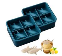 Shark Silicone Ice Mold,Slow-Melting Design Reusable Ice Cube Tray, Easy Release Shark Shapes for Whiskey, Cocktails, Juice, Coffee | Fun Ice Molds for Cold Drinks & Party Gifts (2)