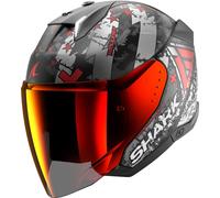SHARK Casco jet SKWAL I3 JET HELLCAT Mate negro / cromado / rojo Talla S