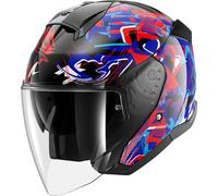 Shark Skwal Jet Pranz Casco Jet, Negro/Blanco/Azul/Rojo, Talla M (57/58)