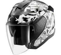 Shark Skwal Jet Pranz Casco Jet, negro-blanco-oro, tamaño S para Hombres