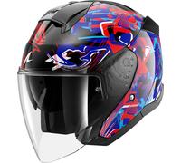 Shark Skwal Jet Pranz Casco Jet, negro-carbono-rojo-azul, tamaño 2XL para Hombres