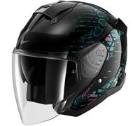 Shark Skwal Jet Reptaia, casco abierto XS female Negro/Turquía/Fucsia