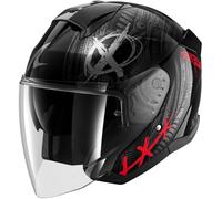 Shark Skwal Jet Shiever, casco abierto S female Negro/Gris/Rojo