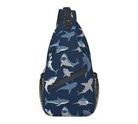 Shark Sling Bag Crossbody Mochila para Hombres Mujeres, Duradero Ajustable Gimnasio Deporte Viajes Senderismo Ciclismo Caminar Mochila