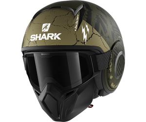 Shark Street-Drak Crower Casco Jet, negro-verde, tamaño XS para Hombres