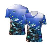 Shark Swimming Under The Sea - Camiseta deportiva de fútbol para hombre, cuello en V, manga corta, ajuste holgado, Negro, M