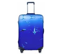 Shark Swimming Under The Sea - Funda protectora para maleta, elástica, lavable, antiarañazos, ajuste de 45,7 a 81,3 cm, White, S