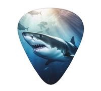 Shark Swimming Under the Sea - Púa de guitarra con estampado de mar, paquete de 12, incluye calibres finos, medianos y pesados, adecuados para guitarra, ukelele