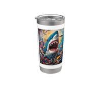 Shark Teeth Ocean Apex Mandíbulas Depredador Vaso térmico de acero inoxidable de doble pared