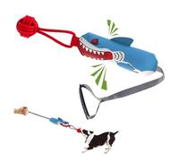 Shark Tug of War - Juguete interactivo de cuerda chirriante para razas medianas y grandes, juguete chirriante para entrenamiento al aire libre, alivio del aburrimiento y quema de energía