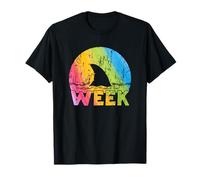 Shark Vintage Ocean Wildlife Week Verano 2025 Shark Rainbow Camiseta