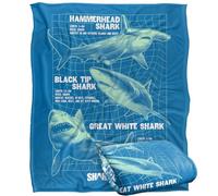 SHARK WEEK: TELEVISION SERIES Blanket, 152 x 127 cm Shark Info Grid Silky Touch Super Soft Throw Blanket