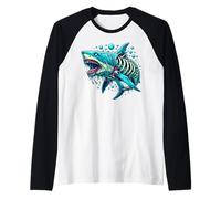 Shark Zombie Undead Predator Halloween Niños Hombres Megalodon Camiseta Manga Raglan
