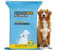 SHARKBEEPOWER Bamboo Pet Eye Wipes for Dogs & Cats, Remove Tear Stains & Discharge, Daily Eye Cleaning for Clear & Bright Eyes (70 Wipes)