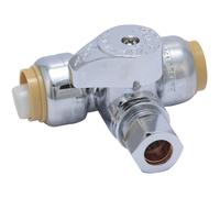 SharkBite 1/2 x 1/2 x 3/8 Inch Compression Tee Stop Valve Push to Con