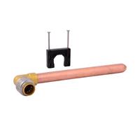 SharkBite Codo máximo de 1/2 pulgada de 90 grados con punta de cobre de 8 pulgadas, empuje para conectar el accesorio de fontanería de latón, tubo PEX, cobre, CPVC, PE-RT, HDPE, UR351A