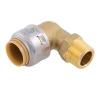 SharkBite Codo máximo de 1/2 pulgada x 3/8 pulgadas, 90 grados, MNPT, accesorio de fontanería de latón a presión para conectar, tubo PEX, cobre, CPVC, PE-RT, HDPE, UR281A