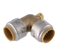 SharkBite Codo máximo de 90 grados de 3/4 pulgadas con ventilación de drenaje, accesorio de fontanería de latón a presión para conectar, tubo PEX, cobre, CPVC, PE-RT, HDPE, UR5256A