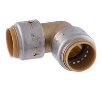 SharkBite Codo máximo de 90 grados de 3/4 pulgadas, empuje para conectar el accesorio de fontanería de latón, tubo PEX, cobre, CPVC, PE-RT, HDPE, UR256A