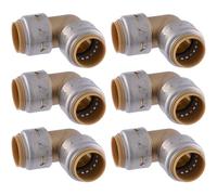 SharkBite Codo máximo de 90 grados de 3/4 pulgadas, paquete de 6, accesorio de fontanería de latón a presión, tubo PEX, cobre, CPVC, PE-RT, HDPE, UR256
