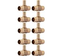 SharkBite UC412LFA10 3/4" x 1/2" Reducción Tee PEX Barb Fitting (10 unidades), latón, paquete de 1