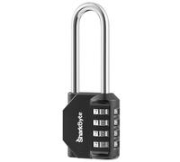 SharkByte Candado de combinación [grillete de 2.6 pulgadas de largo] Cerradura de combinación resistente de 4 esferas, candado resistente a la intemperie para gimnasio, escuela, casillero, cobertizo