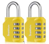 SharkByte Candado de combinación resistente de 4 esferas, resistente a la intemperie, candado de combinación para gimnasio, escuela, casillero, cobertizo, almacenamiento, garaje, valla, cerrojo, caja