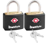 SharkByte Cerraduras de equipaje aprobadas por la TSA [2 unidades] Cerraduras de viaje con llave, candado de maleta, cerraduras de equipaje con llave pequeña, taquillas de gimnasio, bolsas de laptop,
