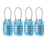 SharkByte Juego de 4 candados de combinación aprobados por la TSA - Candado de seguridad con combinación de viaje con 4 diales de alambre flexible para maletas, cerraduras de equipaje, maleta, bolsa