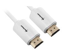 Sharkoon Cable HDMI HDMI 4K 1m 3D HDR Blanco con Conectores Dorados y Resolucion 4096 x 2160 Pixeles