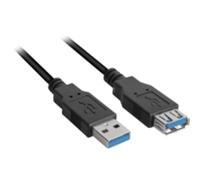 1m, 2xUSB3.0-A cable USB USB 3.2 Gen 1 (3.1 Gen 1) USB A Negro, Cable alargador negro, 2xUSB3.0-A, 1 m, USB A, USB A, USB 3.2 Gen 1 (3.1 Gen 1), Macho/Hembra, Negro