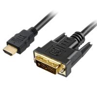 Sharkoon Cable HDMI a DVI-D 24+1, 1m, Negro, Conectores Macho, Resolución Full HD 1080p 1920 x 1080, Blindado