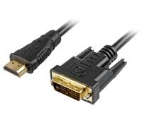 Sharkoon Cable HDMI a DVI-D (24+1) 5 Metros Negro - Resolución 1920x1080, Conectores Macho, 1080p