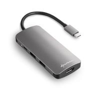 Sharkoon USB 3.0 Type C Multiport Adapter - Adaptador HUB USB, Gris Oscuro