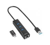 HUB USB SHARKOON 3X3.2 GEN 1 + RJ45 ALUMINIO NEGRO