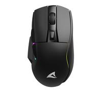 Sharkoon SGM50W Ratón para juegos Negro - ratón inalámbrico para juegos con base de conexión incluida, con 6400 ppp como máximo e iluminación RGB
