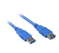 Sharkoon Cable de Extensión USB 3.0, 3 m, Macho/Hembra, Tipo A, 5 Gbit/s, Azul