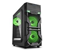 Sharkoon VG7-W - Caja de Ordenador, PC Gaming, Semitorre ATX, Negro/Verde