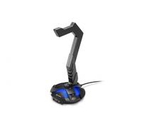 Sharkoon X-Rest 7.1 - Soporte para Auriculares, USB, Tarjeta de Sonido, Negro